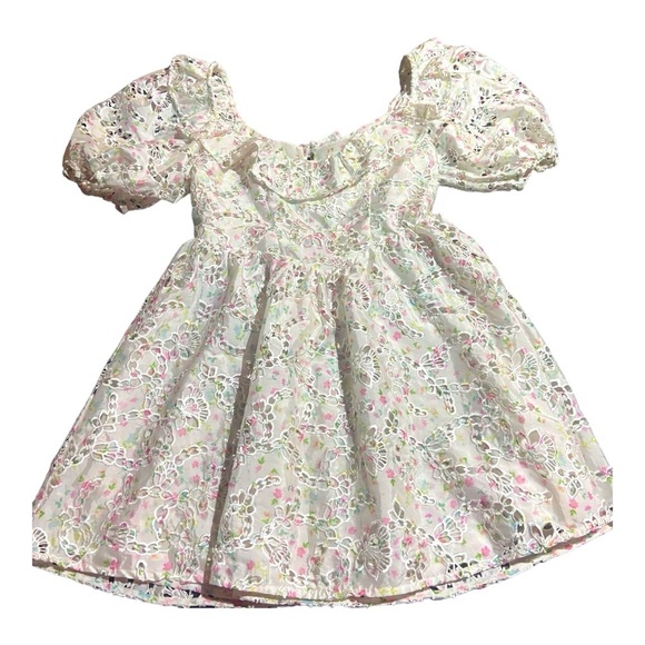 For Love & Lemons Magnolia Mini Dress Cottagecore Puff Sleeve Embroidered M NEW - Picture 6 of 9